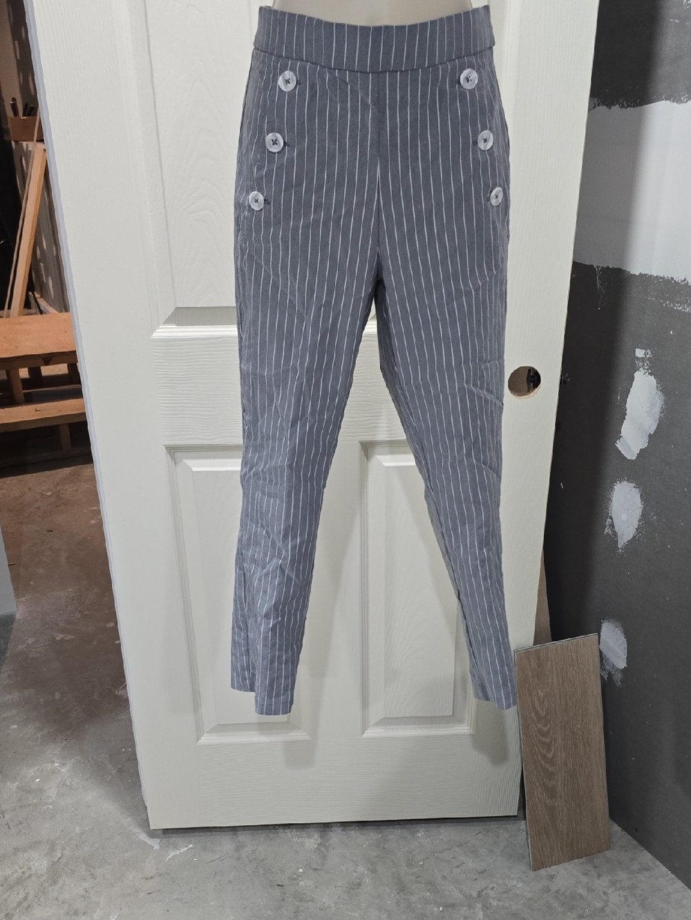 Jules & Leopold Gray Pinstripe Sailor-Button Chinos